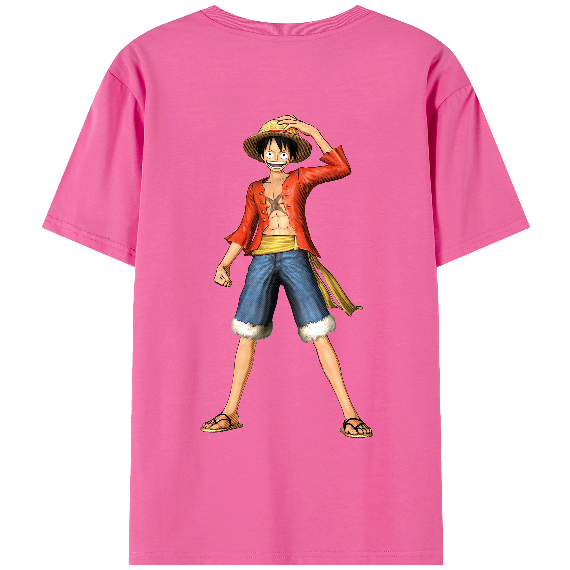 ワンピース モンキー・D・ルフィ ONE PIECE Monkey D. Luffy レディース半袖Tシャツ(バックプリント)